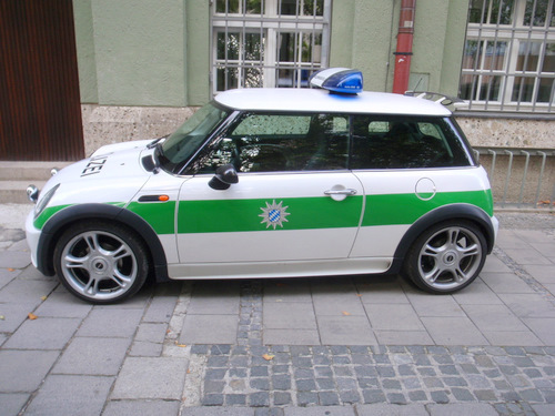 Even the Police go Green in a Mini-Cooper.